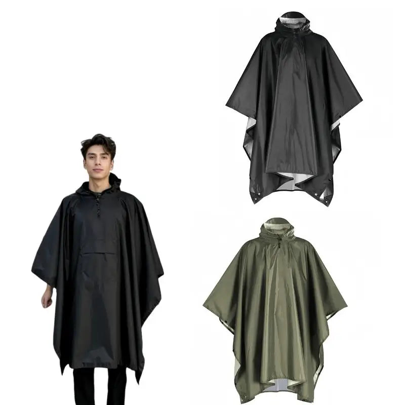 Waterproof Rain Poncho Hooded Sun Shelter For Outdoor Camping Hiking Fishing Cycling Climbing Rain Coat Travel Raincoat