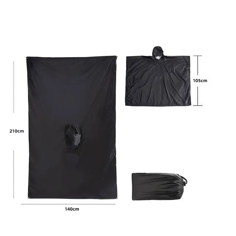 Waterproof Rain Poncho Hooded Sun Shelter For Outdoor Camping Hiking Fishing Cycling Climbing Rain Coat Travel Raincoat