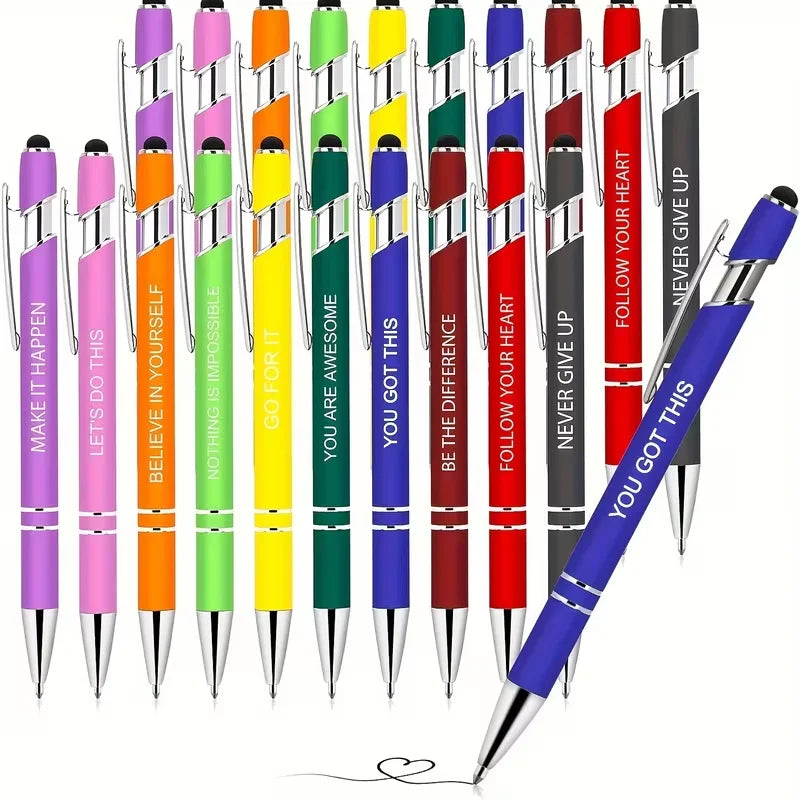 10/20-piece set of inspirational pens with touch-sensitive tips, perfect as a motivational gift for female colleagues