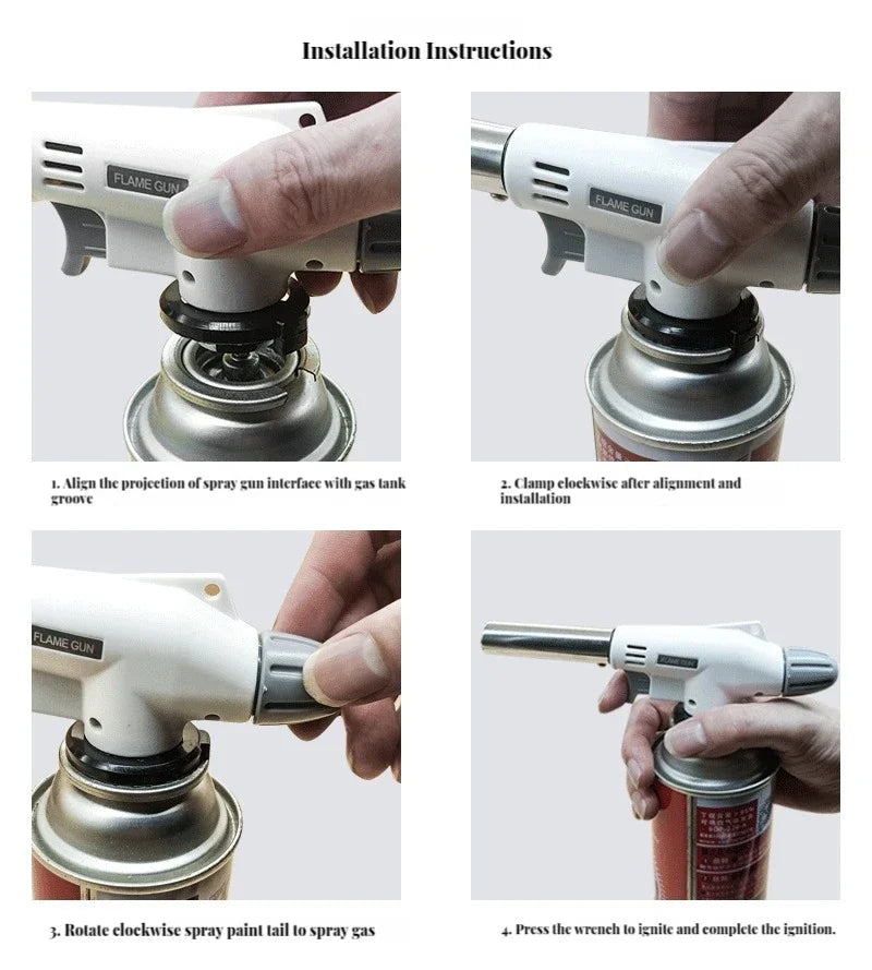 Torch Cooking AutoIgnition Butane Gas Welding-Burner Welding Gas Burner Flame Gas Torch Flame Gun Blow for BBQ Camping Cooking