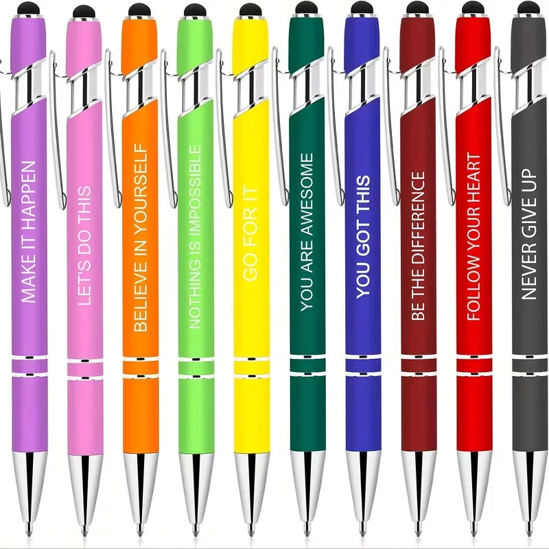 10/20-piece set of inspirational pens with touch-sensitive tips, perfect as a motivational gift for female colleagues