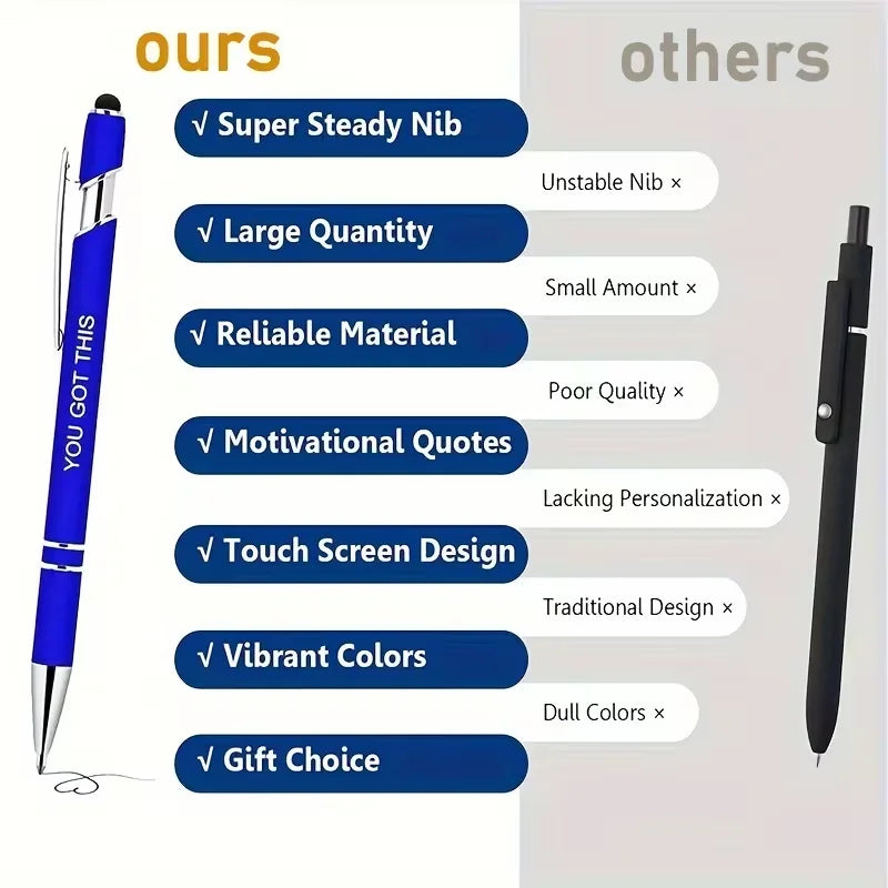 10/20-piece set of inspirational pens with touch-sensitive tips, perfect as a motivational gift for female colleagues