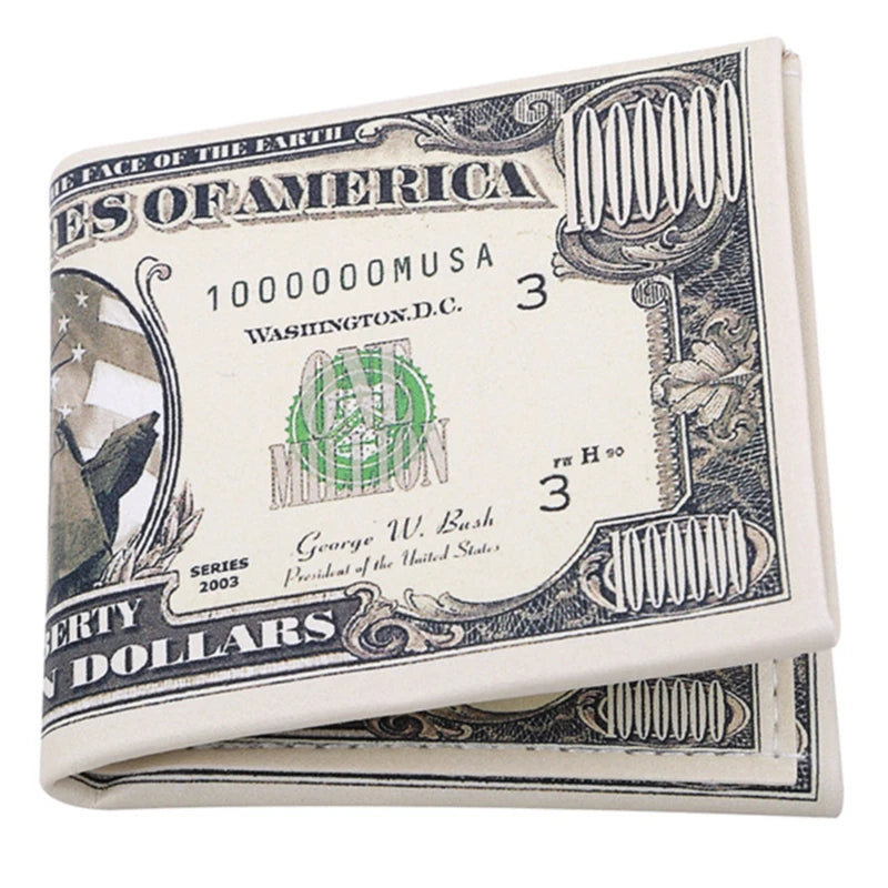 Men Money Canvas Wallets Credit ID Card Holder Bags Purses Currency Notes Pattern Insert Picture Cash Coin Dollars Euro Wallet