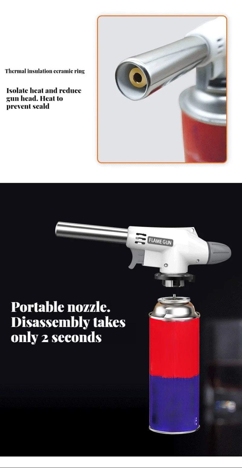 Torch Cooking AutoIgnition Butane Gas Welding-Burner Welding Gas Burner Flame Gas Torch Flame Gun Blow for BBQ Camping Cooking
