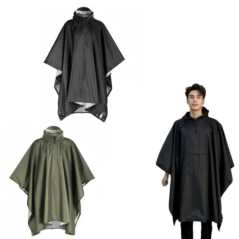Waterproof Rain Poncho Hooded Sun Shelter For Outdoor Camping Hiking Fishing Cycling Climbing Rain Coat Travel Raincoat